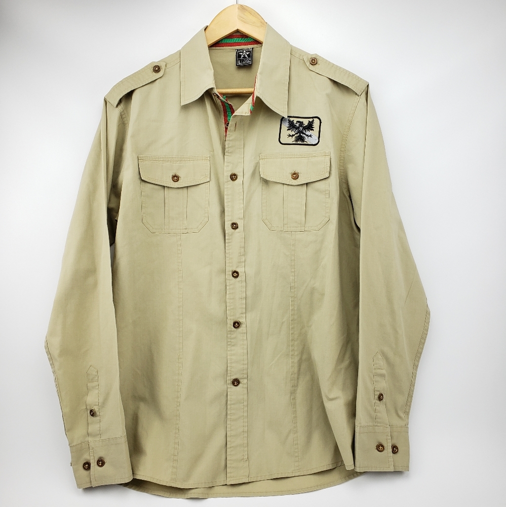 Avirex Men's Button-up Khaki Shirt
